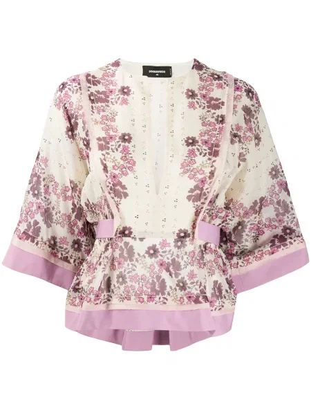 Bluză Dsquared2 cu model floral cu imagine roz