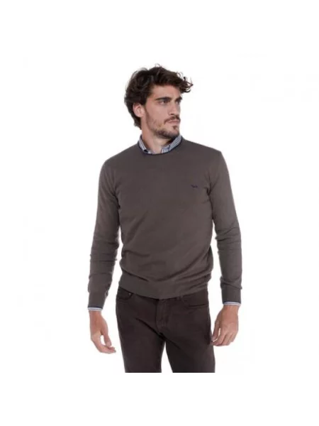 Sweter Harmont & Blaine z okrągłym dekoltem brązowy