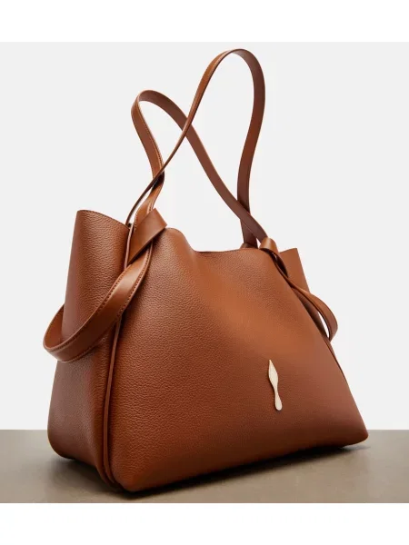 Usnjena shopper torbica Christian Louboutin rjava