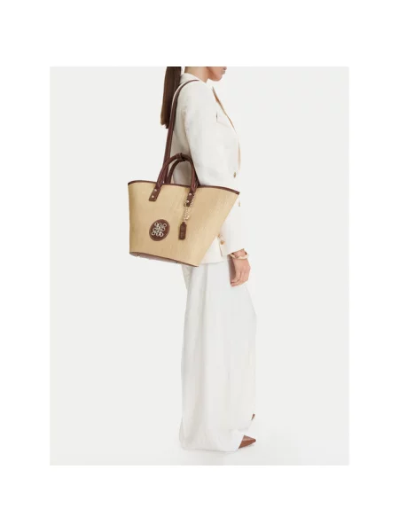 Aksamitna torebka Nine West beżowa
