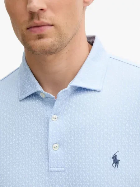 Tricou Polo Ralph Lauren tricotate cu decolteu în V lung verde