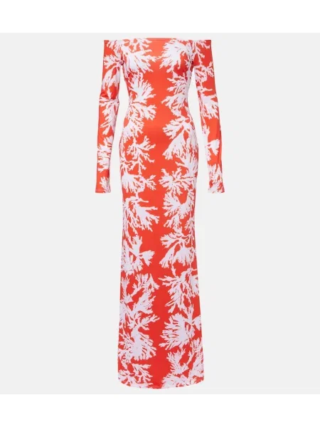 Rochie maxi Alexandra Miro din jerseu de costum portocaliu