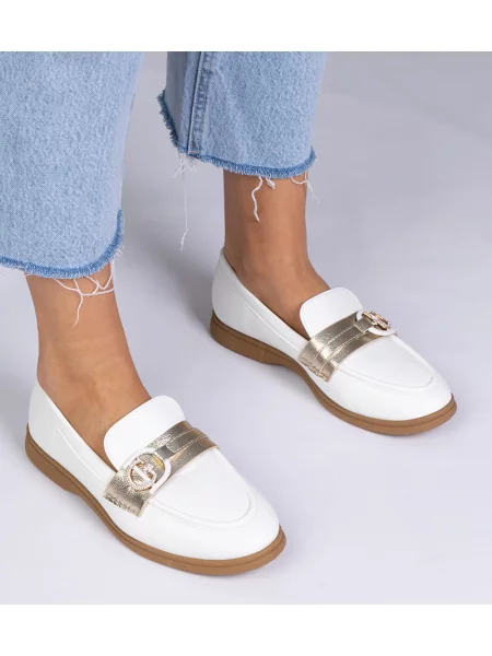 Pantofi loafer Marka Niezdefiniowana din piele alb