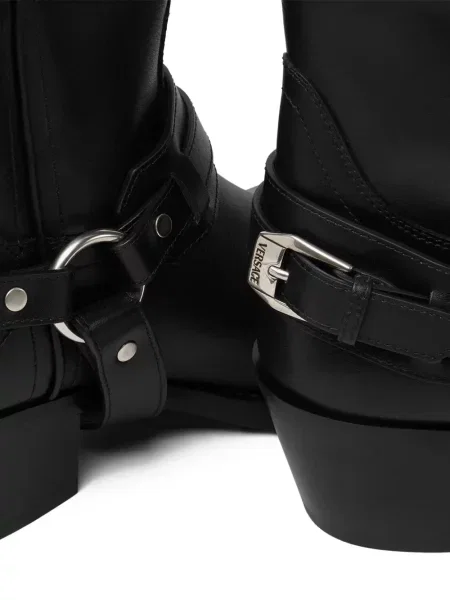 Botine Versace din piele cowboy negru