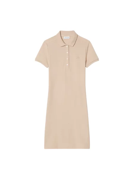 Sukienka mini Lacoste ze stretchu beżowa