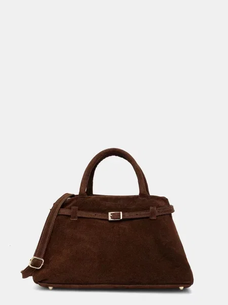 Answear.LAB geanta de mana din piele intoarsa maro