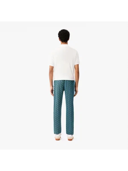 Lacoste Spodnie Dresowe Żakardowe Z Monogramem Paris zielone