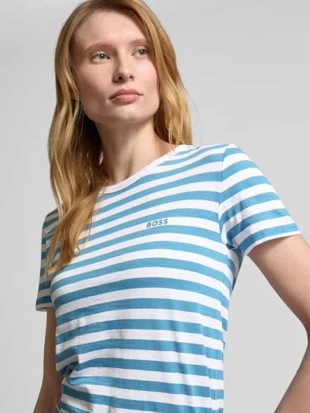 T-shirt z nadrukiem z logo niebieska