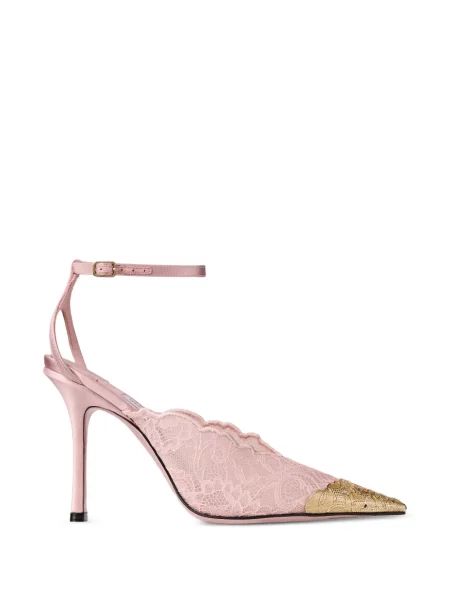 Pantofi cu toc Jimmy Choo din dantelă roz