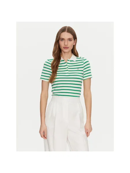 Tommy Hilfiger Polo marškinėliai Slim Fit žalia