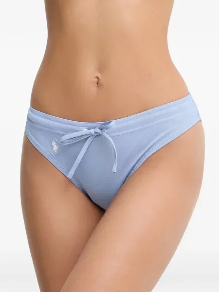 Papuci Polo Ralph Lauren din piele cu autograf cu cordon albastru