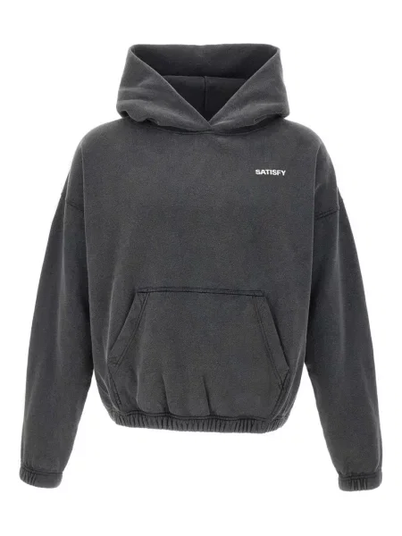 Суичър с качулка Satisfy с качулка с автограф сиво
