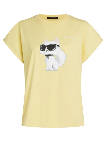Karl Lagerfeld Tricou Ikon Choupette galben / negru alb