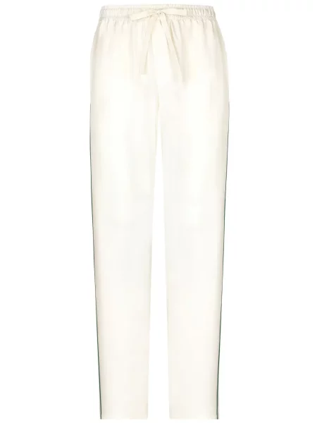 Pantaloni de trening Dolce & Gabbana cu broderie de mătase alb