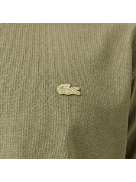 Lacoste T-Shirt Z Okrągłym Dekoltem Relaxed Fit Khaki zielony