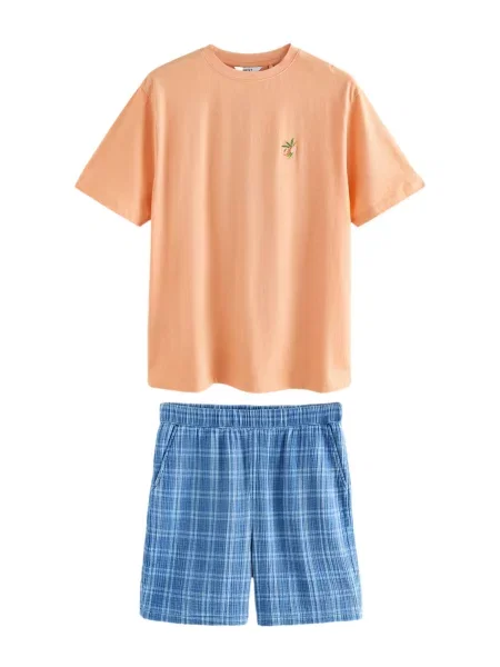 Next Kratka pižama / pastelno / zelena / losos modra