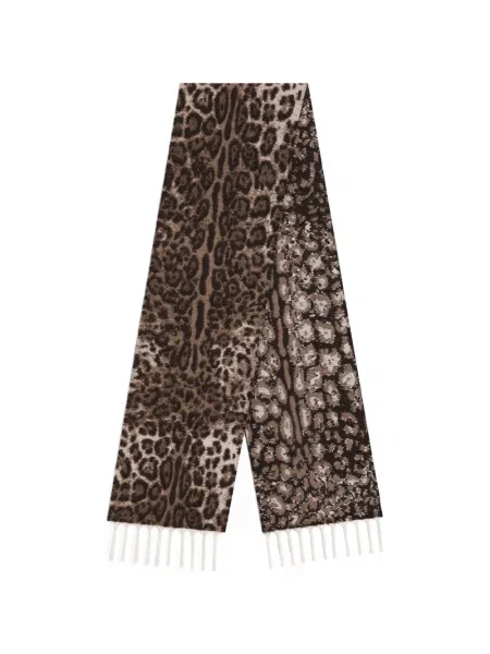 Fular Dolce & Gabbana de lână cu model leopard maro