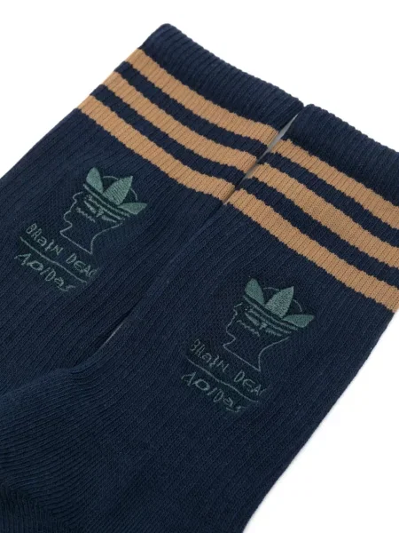 Șosete Adidas cu dungi cu broderie albastru