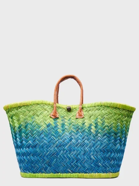 Le Comptoir de la plage Aravola Пляжна сумка Зелений Солома синя