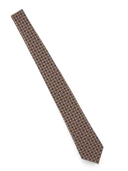 Cravată Kiton cu imprimeu geometric maro