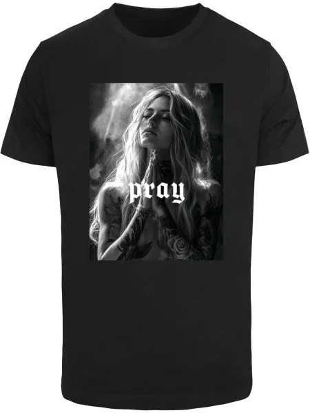Mister Tee Majica Praying Girl siva / tamo siva / crna bijela