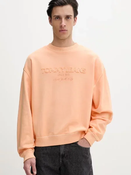 Tommy Jeans dukserica za muškarce s pamukom narančasta