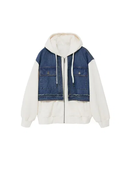 Desigual Hanorac albastru denim alb