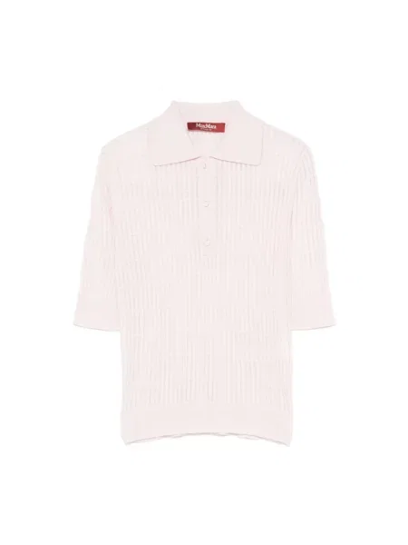 Koszulka polo Max Mara wełniana różowa