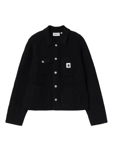 Carhartt WIP kardigan z dodatkiem wełny W Michigan Sweater ciepły czarny