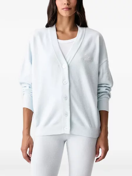 Cardigan Guess cu broderie cu decolteu în V albastru