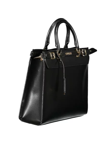 Geantă shopper Guess cu cataramă cu autograf negru