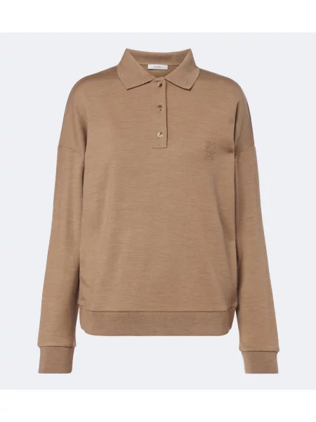 Tricou polo Max Mara de lână maro
