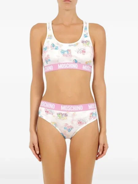 Pijamale Moschino cu autograf alb