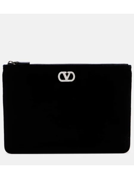 Geantă de mână Valentino Garavani de catifea negru