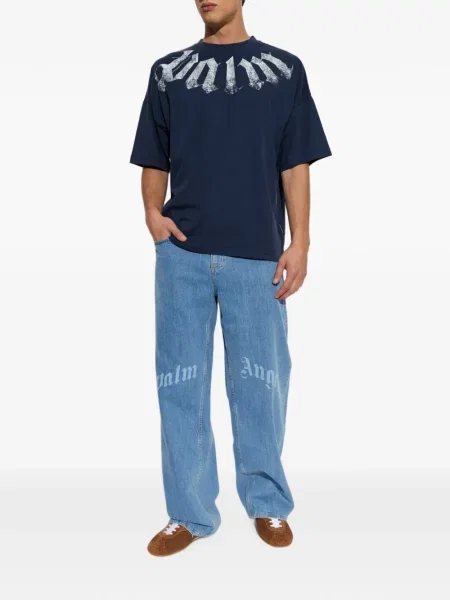 Tricou Palm Angels cu imagine albastru