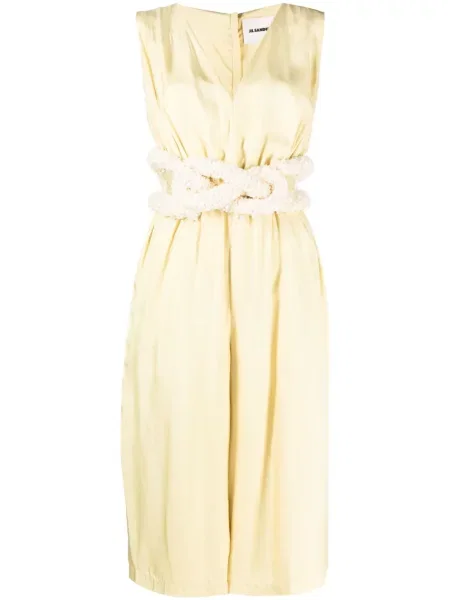 Salopetă Jil Sander din satin galben