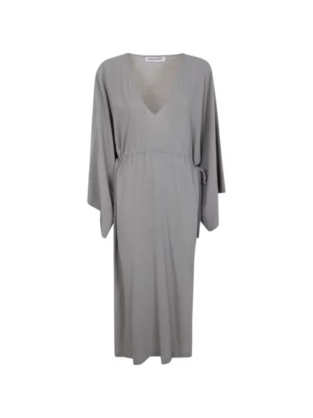 Dzianinowa sukienka Gentry Portofino garniturowa prążkowana szara