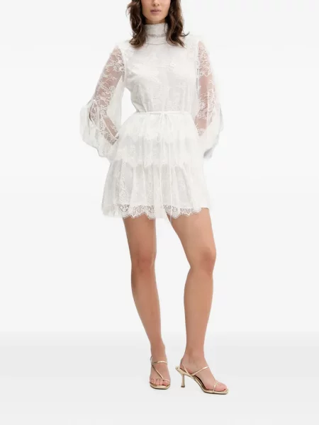 Rochie mini Bardot din dantelă alb