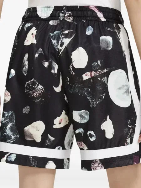 Pantaloni scurți Nike alergare cu talie înaltă în carouri albastru
