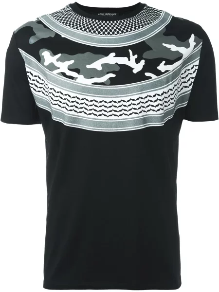Tricou Neil Barrett cu imagine cu model camuflaj negru