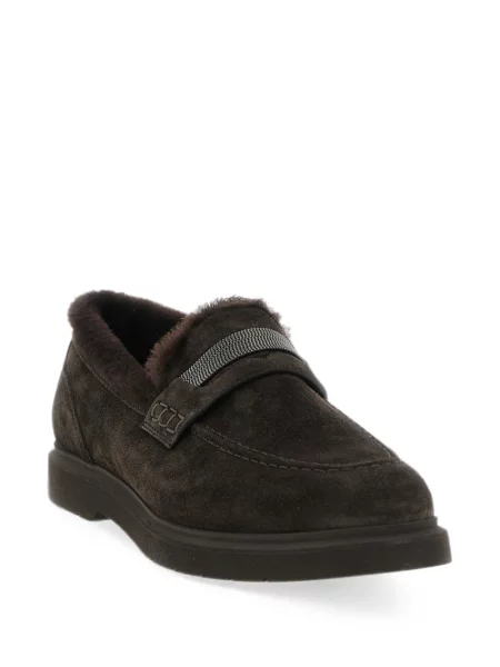 Pantofi loafer Brunello Cucinelli din piele de căprioară maro