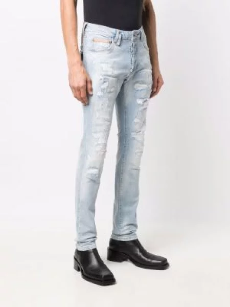 Skinny skinny džíny Philipp Plein s dírami modré