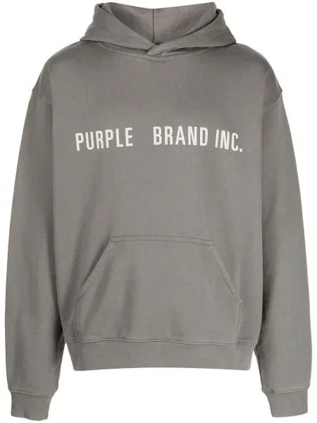 Hanorac cu glugă Purple Brand cu broderie gri