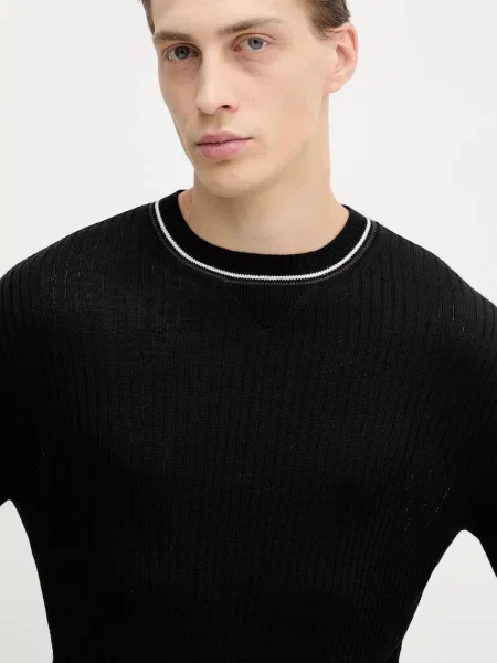 Шерстяной легкий свитер Armani Exchange черный