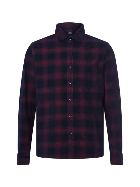 Nils Sundström Sztruksowa koszula Mężczyźni Modern Fit wyrazisty róż|niebieski w kratkę S niebieska