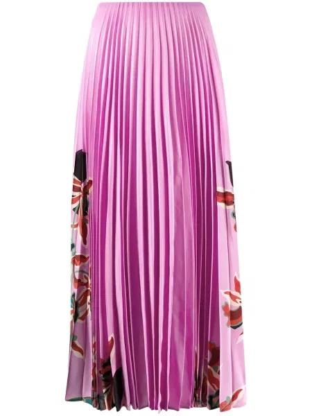 Fusta plisata Valentino Garavani cu model floral cu imagine plisată roz