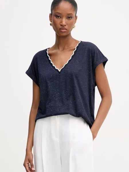 Morgan osnovna kratka majica z viskozo modra