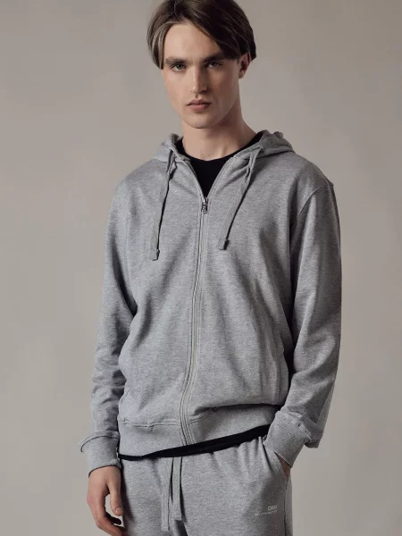 OWN Off With Nature Mikina Felpa con Cappuccio e Zip světle šedá