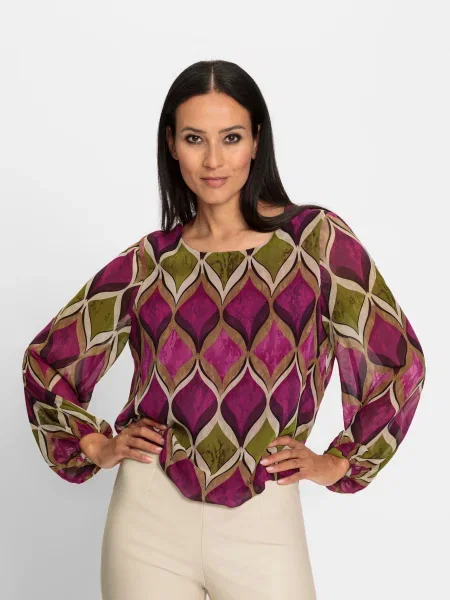 Heine Bluză kaki / oliv / închis roz