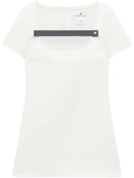 Rochie mini Courreges scurtă de costum alb